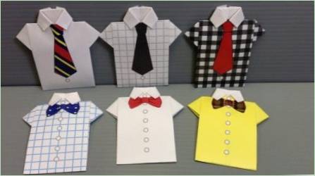 Origami létrehozása egy póló formájában, nyakkendővel