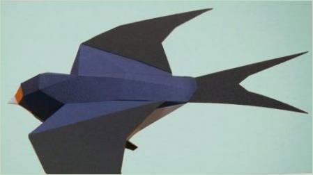 Origami szerelvény fecskék formájában